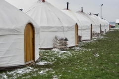 Yurts with wood burning stoves for cold weather!