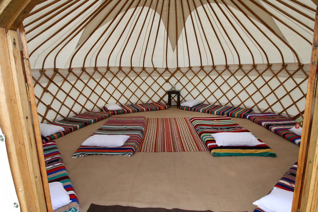 Hired Roundhouse Yurts are perfect for sleepovers. or Glamping weekends.