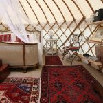 Luxury wedding night interior of a Roundhouse Yurt.